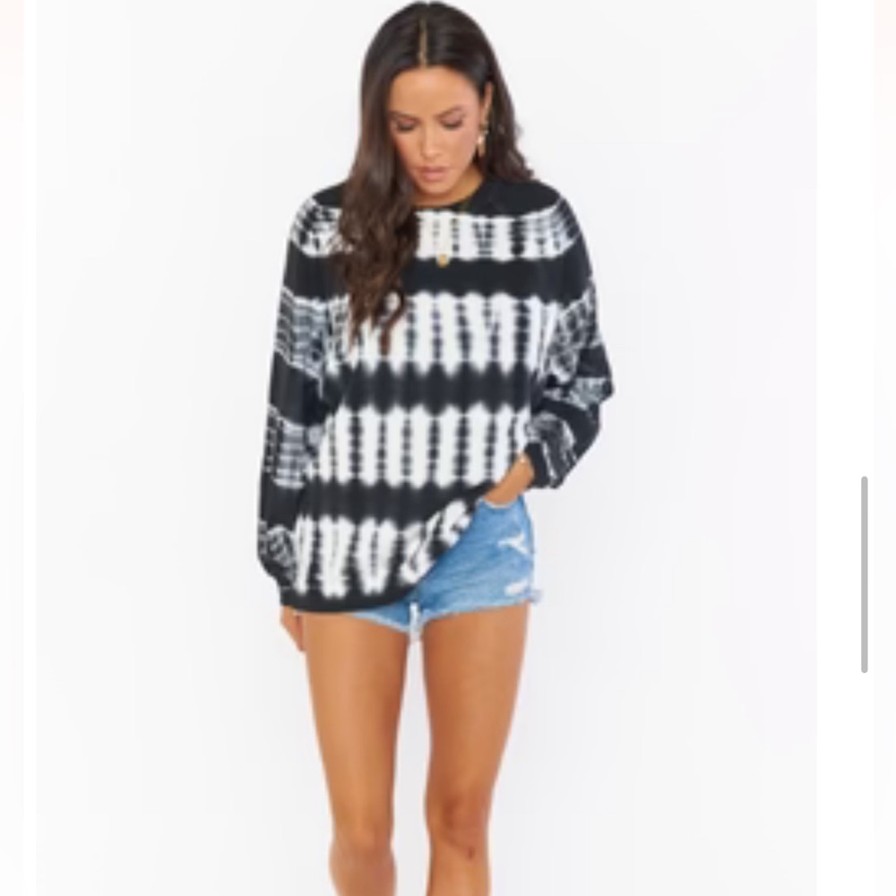 Show me your mumu Scotty Sweatshirt tie dye black white grey